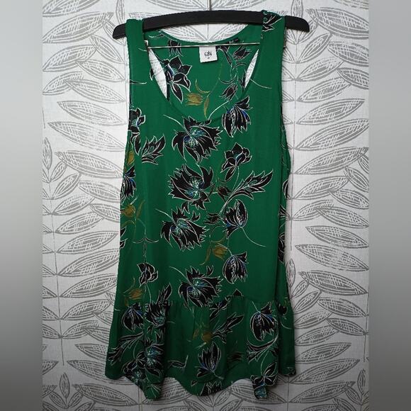 Cabi Sleeveless Flowy Blouse Green Floral #3276 Zoe Falling Flower - Picture 2 of 6